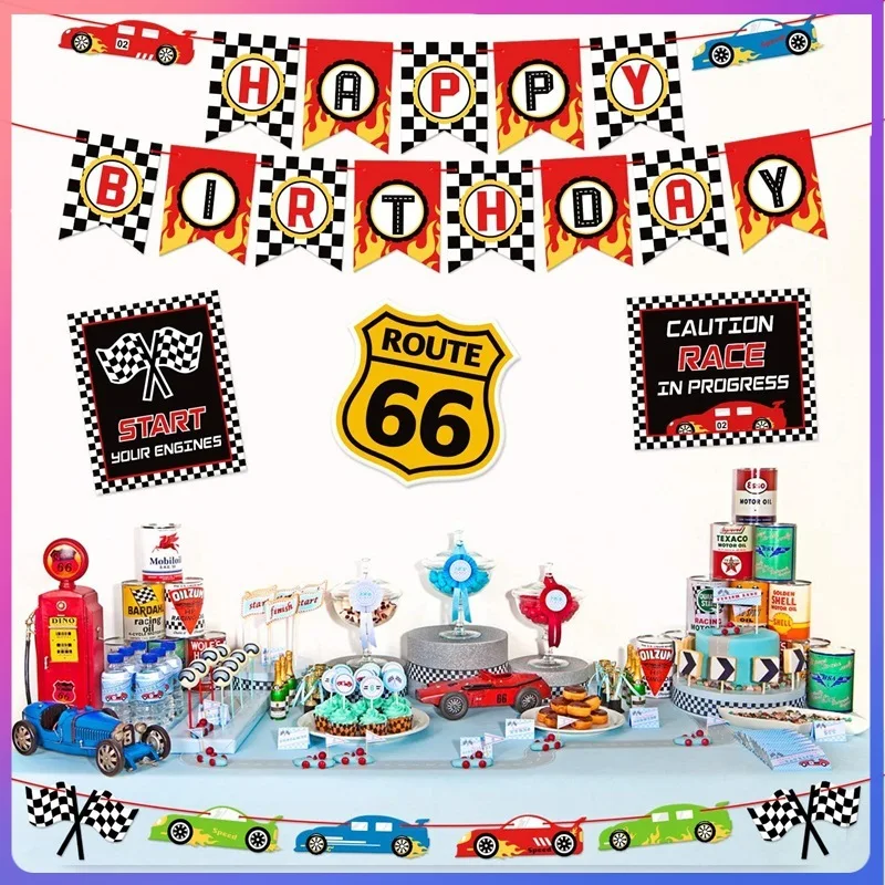 

Набор для украшения гоночной машины на день рождения, баннер на день рождения, флаги в клетку, шары для мальчиков, товары для гоночной вечери...