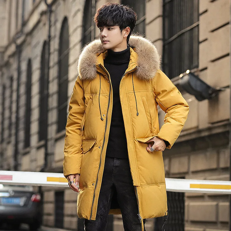 Hooded Men's White Down Jacket 2023 New Thickened Winter Brand Clothing Black Gary Long Warm White Duck Down Coat Men's Coat