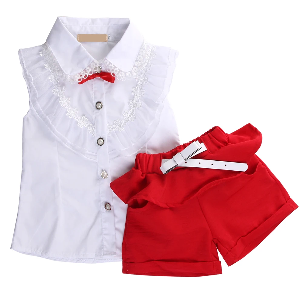 AA/Новинка 2020 года Летний модный кружевной комплект одежды для девочек: белая