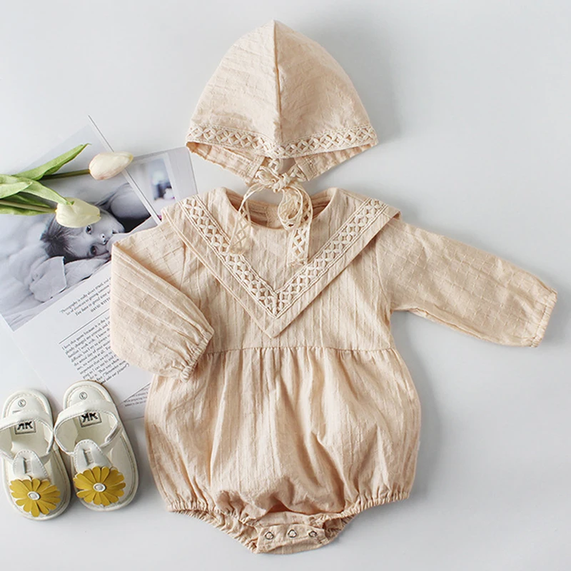 

2020 New Korean Style Baby Clothes Newborn Baby Girl Bodysuits Princess Sleeve Infant Spring Toddler Coveralls Children Clothing