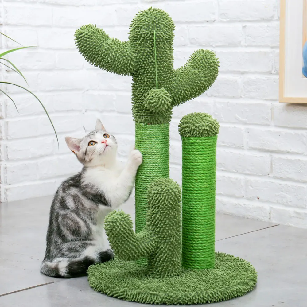 

Cute Cactus Cat Scratcher Pet Cat Tree Toys with Ball Scratcher Posts for Cats Kitten Climbing Tree Shelves Protecting Furniture