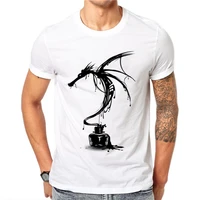 100 cotton mens fashion short sleeve t shirt ink dragon printed tee shirts hipster o neck cool tops plus size 4xl df60