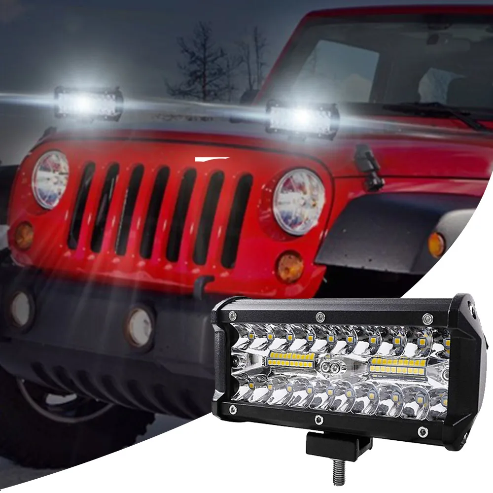 

1X 7Inch 120W Combo Led Light Bars Spot Flood Beam For Work Driving Offroad Boat Car Tractor Truck Turn Signal SUV ATV 12V 24V