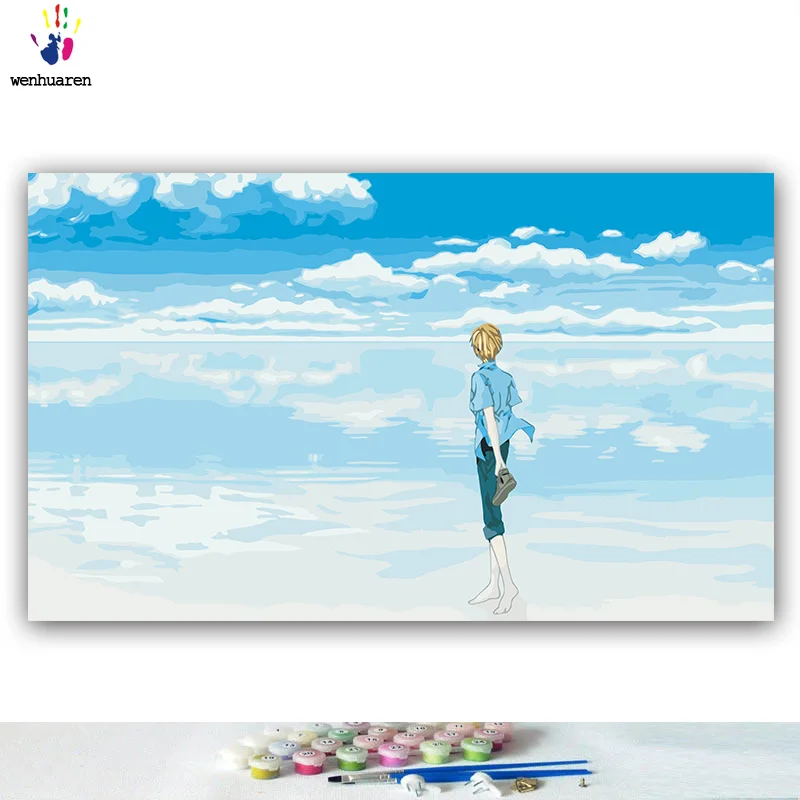 DIY картинки для раскраски по номерам с цветами подростка в белом водовороте