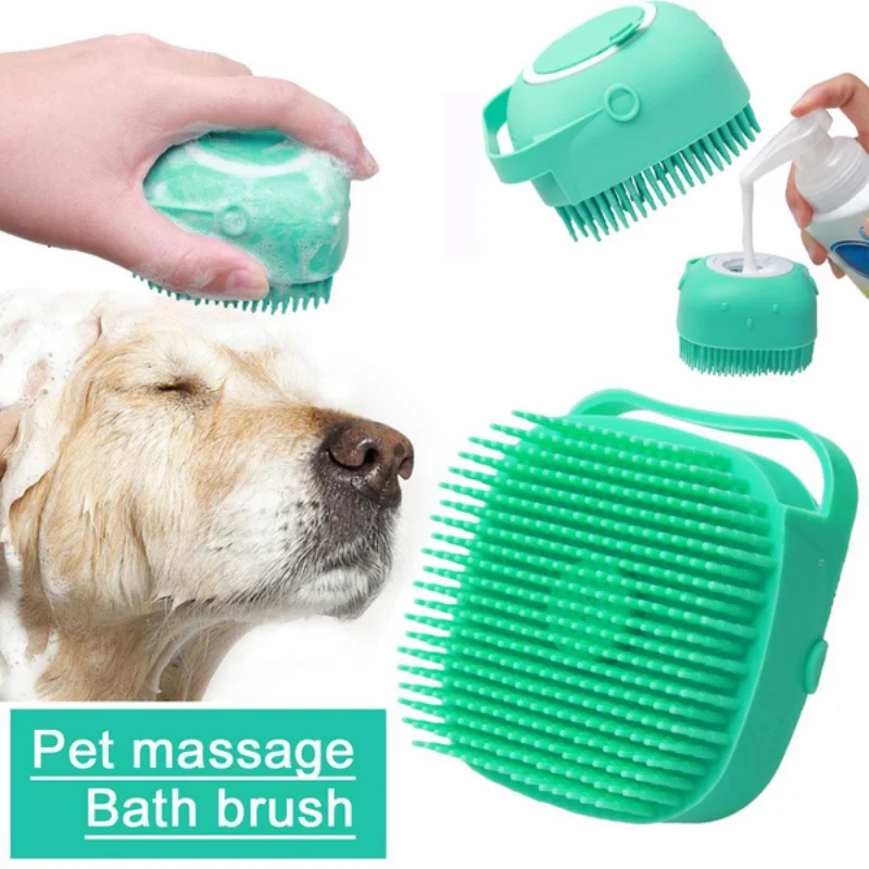 

Pet Dog Shampoo Brush Cat Massage Comb Grooming Scrubber Brush Bathing Hair Removal Soft Silicone Rubber Brushes