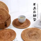 Подставки из натурального ротанга, подставка для чаши, ручная работа, изоляционная подставка, подкладка для стола, подстаканники, кухонные аксессуары для украшения