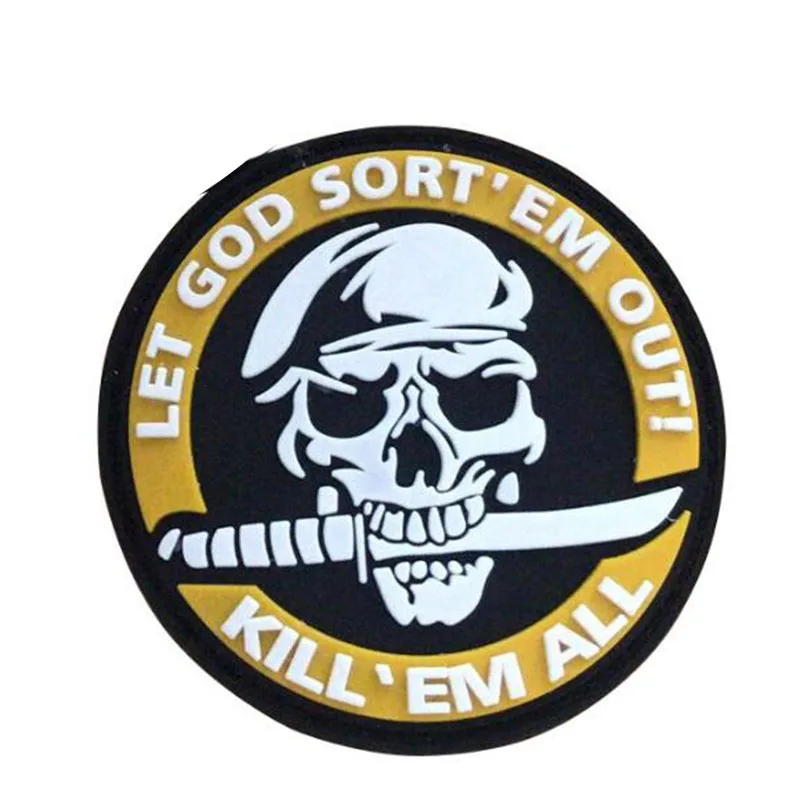 

3D Kills All PVC Patches Let God Sort Em Icon Military Tactical Combat Decorative Decal Sewing Fabric Decoration Hook Armband