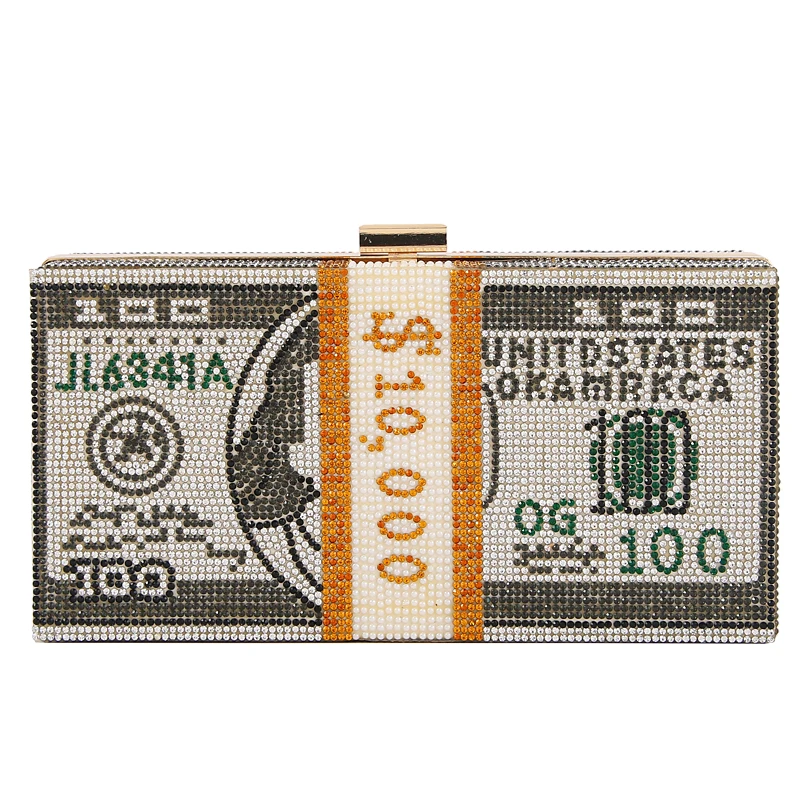 

Luxury Full Diamond Dress up Party Dollar Clutch Chain Portable Small Square Bag evening clutch bag wedding purse party