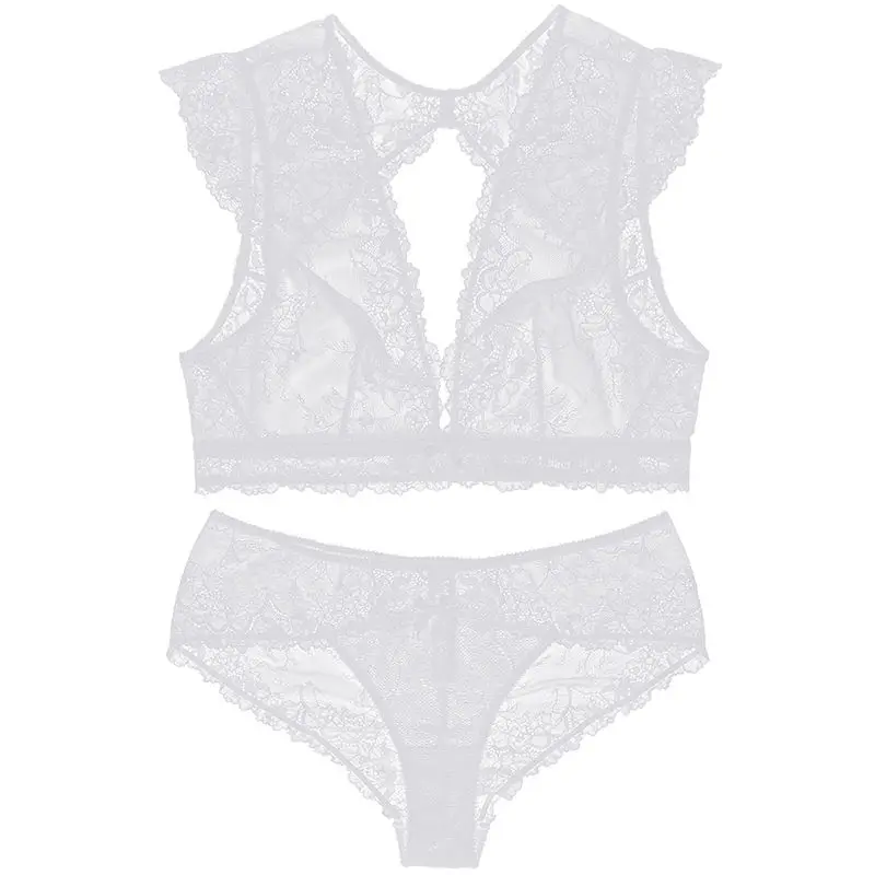 

Women's Lace Underwear SetSexy Xiaofei Shoulder Vest Style Bra Set Lace Hollow No Steel Ring Lingerie Set Ultra Thin