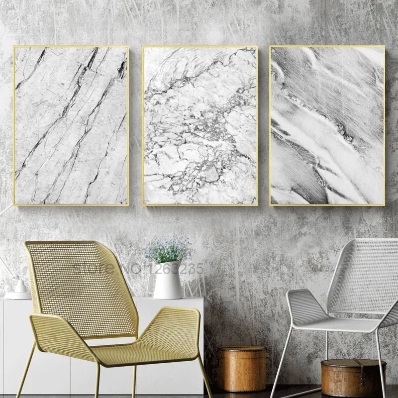 Абстрактный скандинавский плакат с мраморным каменным узором Картина на холсте