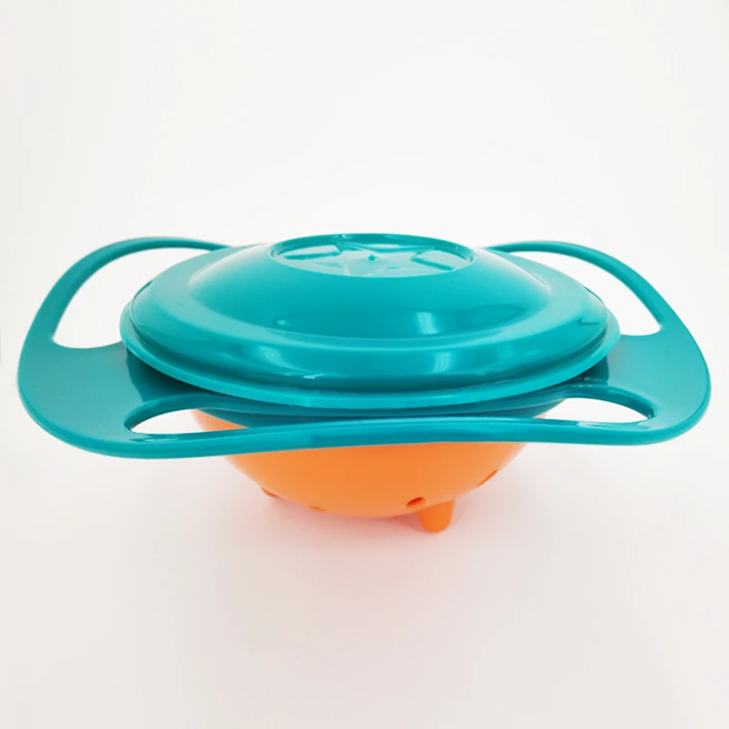

2pcs/lot with Lid Gyro Bowl 360 Rotate Practical Children Balance Novelty Gyro Spill-Proof Solid Feeding Children Tableware