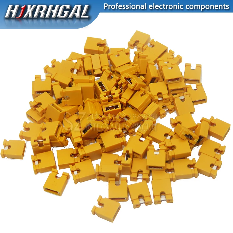 Yellow 100pcs 100 шт перемычка укороченная крышка и наконечники и проволочные корпуса 2,54 мм черный желтый белый зеленый красный синий - Цвет: Yellow 100pcs