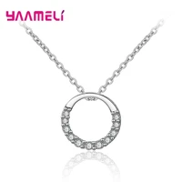 fantastic solid 925 sterling silver jewelry necklace for women wedding engagement promise jewelry classic circle pendantchain