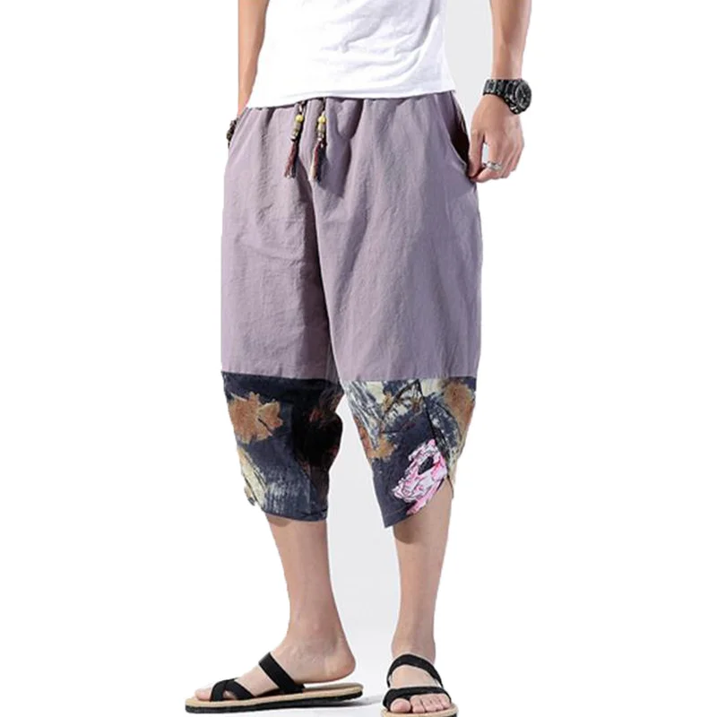 

Men 3/4 Long Length Summer Harem Trousers Yoga Casual Baggy Bottoms Plus Size