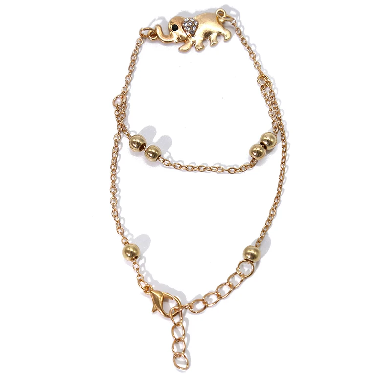 Новый малыш слон талисман Двойная Цепочка для ног и высокое качество розовое