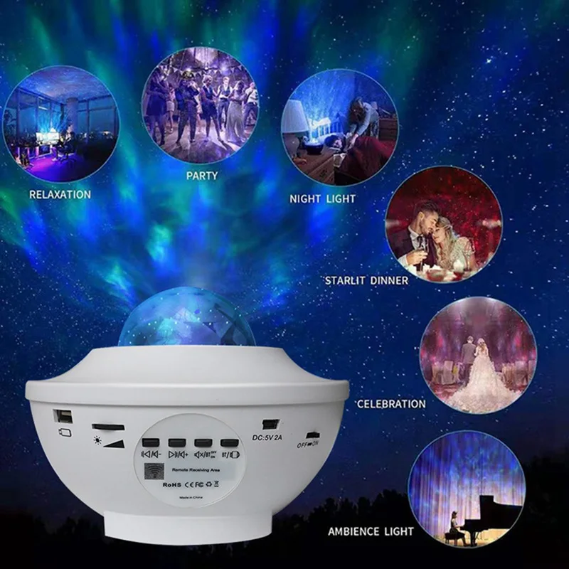 

USB LED Starry Sky Night Light Projector Blueteeth Voice Control Music Player Night Light Romantic Galaxy Projector Star Lamp
