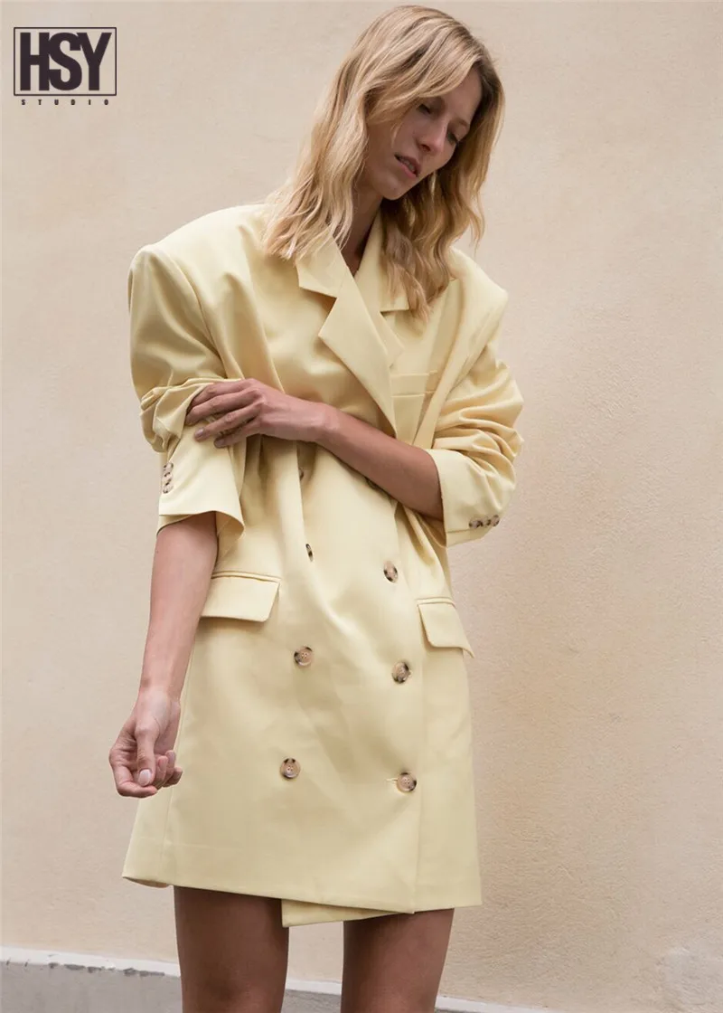 【Hsy】2019осенние новые модные женские пальто в западном стиле двубортный карман