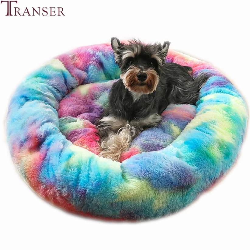 Кровать для собак Transer супермягкая пушистая теплая цветная окрашенная кровать