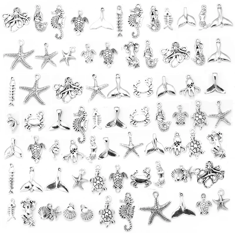 

10-90 шт смешанные стили морских организмов рыбы амулеты животных кулон DIY тибетские ювелирные изделия для изготовление браслета ожерелья Ак...