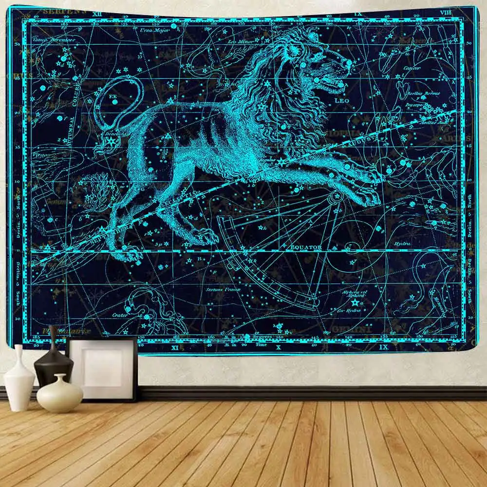 Simsant Leo Constellation Tapestry Hippie Zodiac Art Wall Hanging Tapestries for Living Room Bedroom Home Dorm Decor | Дом и сад