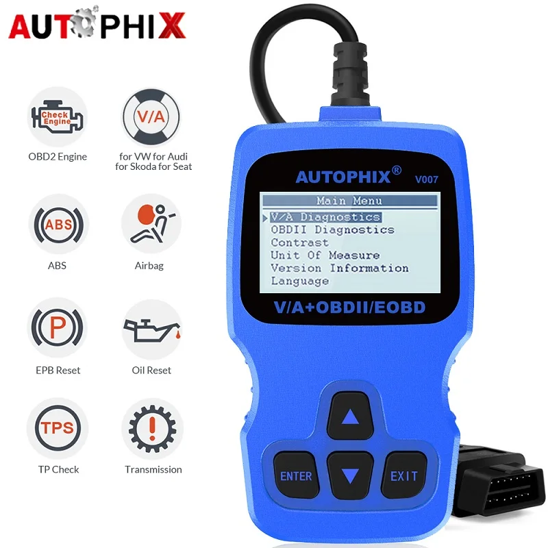 Autophix V007 Автомобильный диагностический сканер для гольфа Gol Passat A4 A6 Q7 ABS SRS Oil Service Reset Tool OBD2 Автомобильный сканер ODB