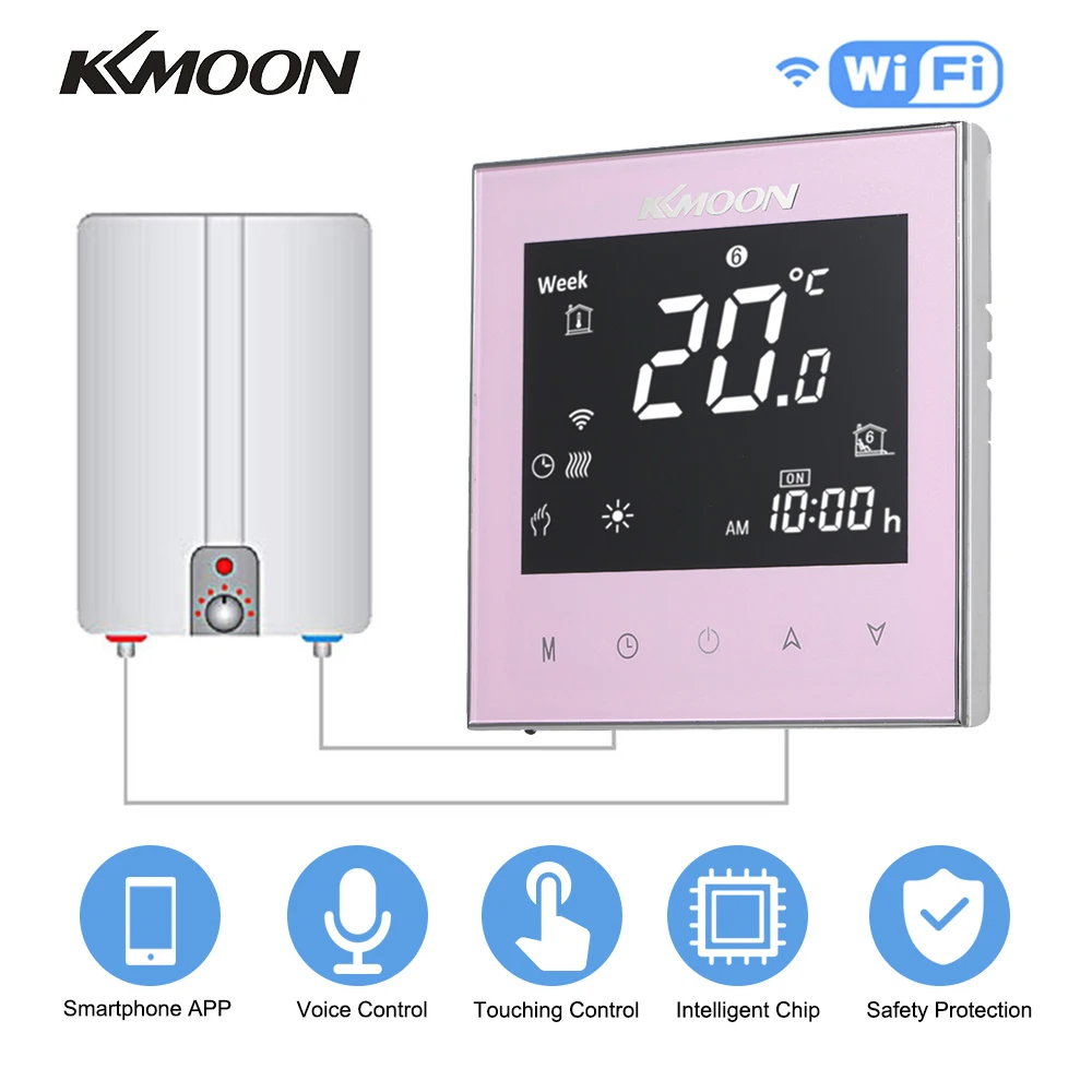 KKmoon термостаты цифровой водно-газовый котел термостат для отопления WiFi Голосовое управление с сенсорным экраном домашний комнатный регулятор температуры