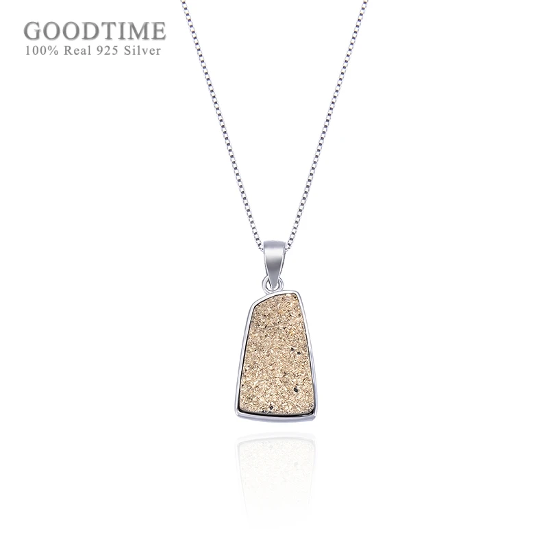 

Fashion Women Necklace Pure 925 Sterling Silver Necklace Geometric Blue Crystal Pendant Creative Clavicle Chain For Dress Up
