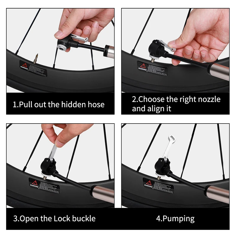 

WEST BIKING 120PSI Bicycle Pump Hose Mountain Road Cycling Tire Inflator Schrader Presta Valve Alloy Portable Mini Bike Pump