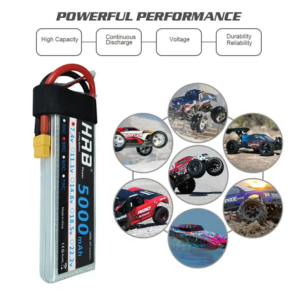 аккумулятор hrb rc lipo 74 в 5000 мач 50c 100c 2s акк