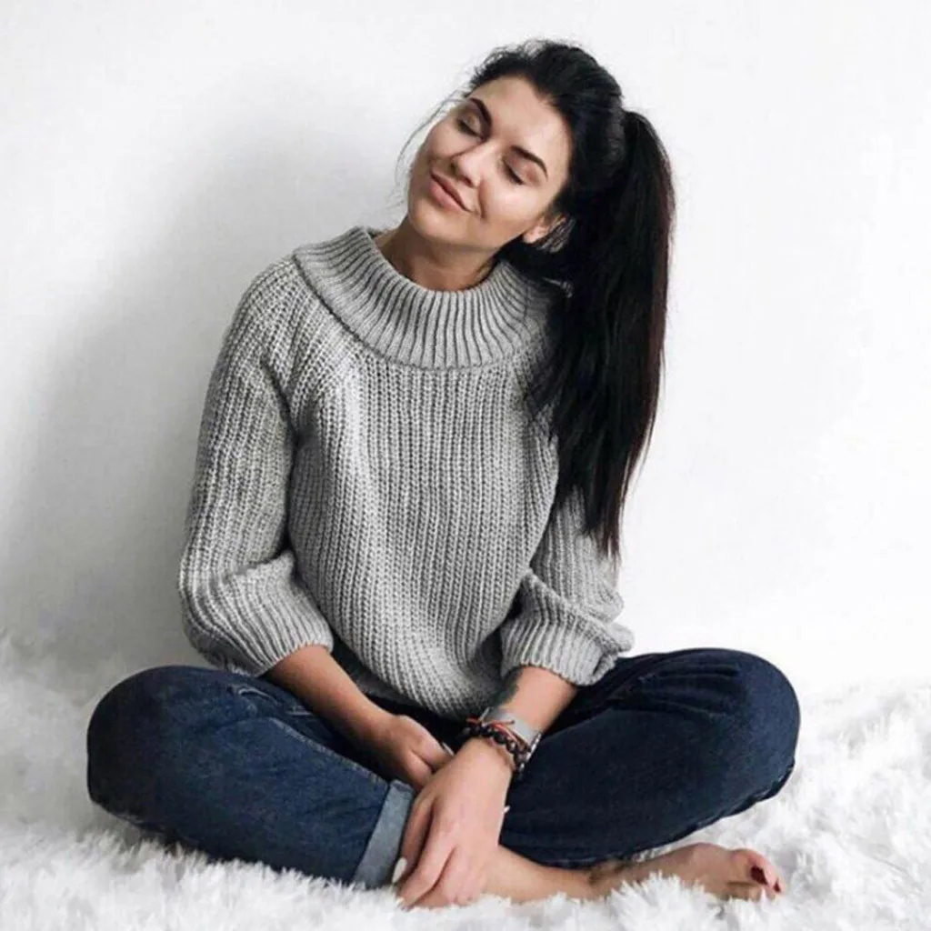 2019 женские свитера и пуловеры осень зима длинный рукав пуловер Женский