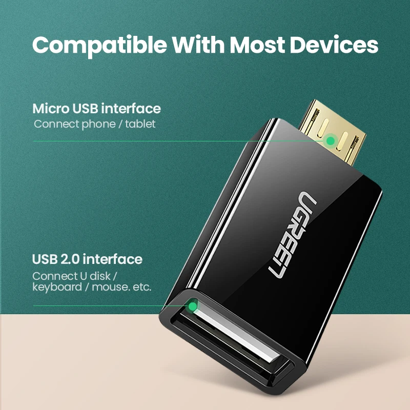 Ugreen OTG адаптер Micro USB к 2 0 папа женскому конвертеры кабели для Samsung Xiaomi Huawei LG Sony