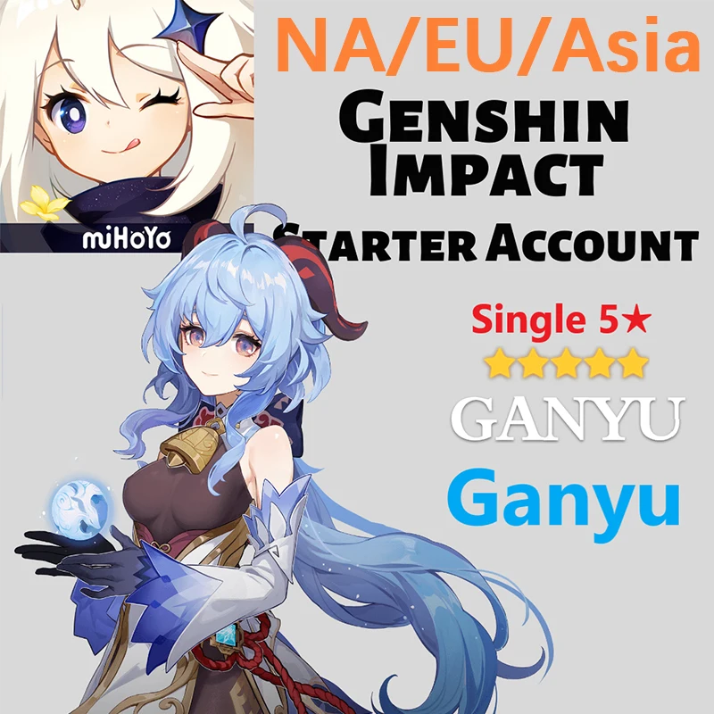 

America Europe Server Genshin Impact Account Asia 5 Star Characters DILUC TARTAGLIA KEQING QIQI MONA KLEE VENTI