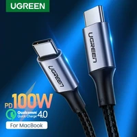 Кабель Ugreen 100 Вт 60 Вт PD, кабель USB Type-C к USB C для Samsung Galaxy Z Fold S21, быстрая зарядка 4,0, 5A, быстрая зарядка для Macbook pro