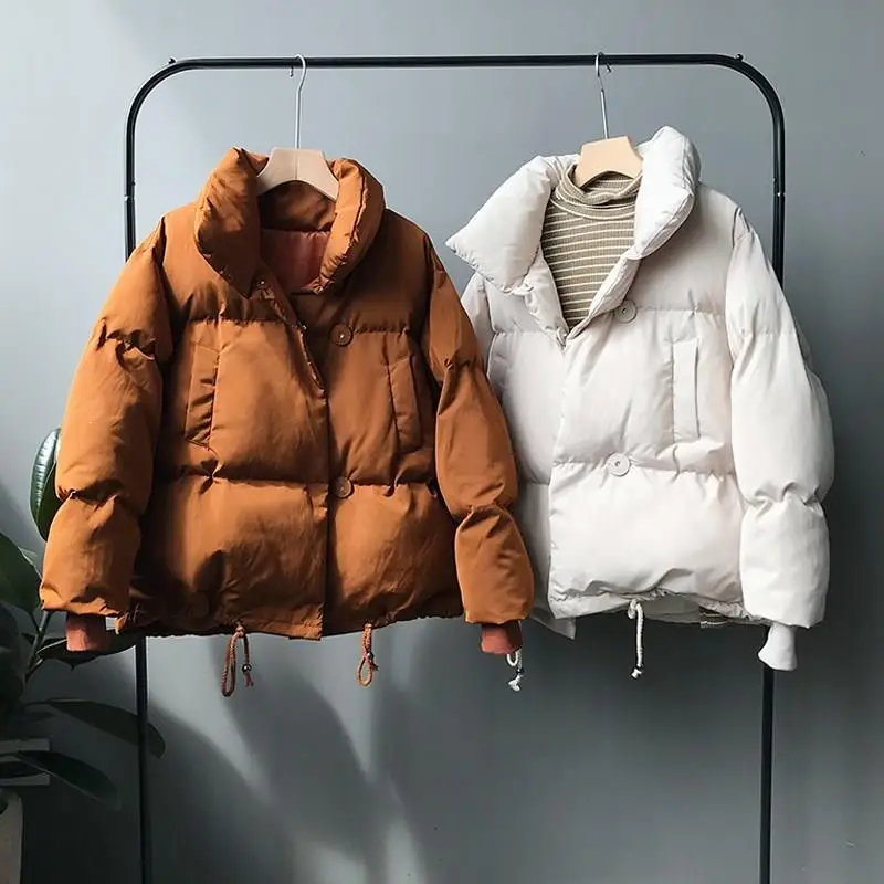 Новые женские зимние короткие парки однотонные Женские повседневные хлопковые