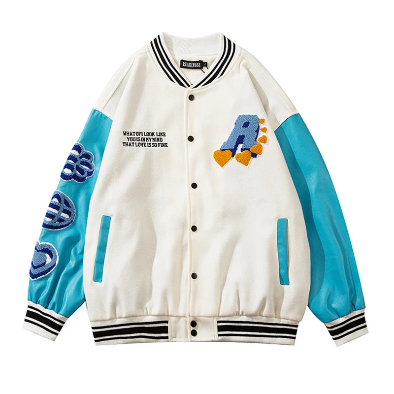 

Куртка мужская и женская с вышитыми буквами, бейсбольная куртка в стиле пэчворк, большие размеры, пальто в стиле Харадзюку для колледжа