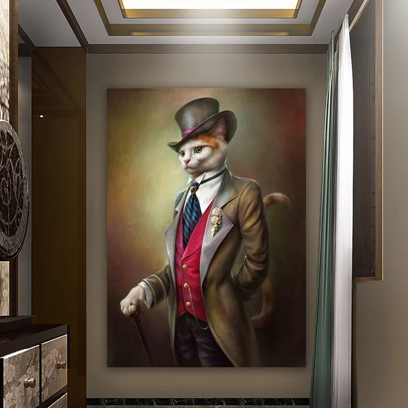 

Vintage Style Animals Canvas Painting Bird Cat Dog Portrait Posters and Prints Nordic Wall Art Picture Living Room Decor Quadro