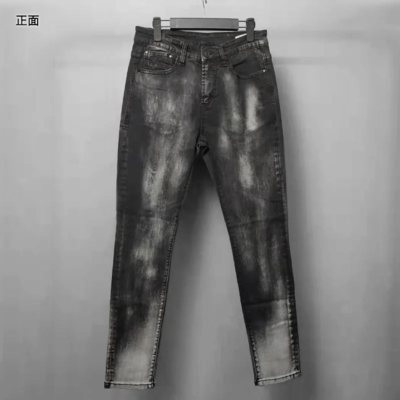 Autumn &amp Winter Gradual Black Gray Men's Classic Jeans Pants Slim Fit Stretch Trousers K813 | Мужская одежда