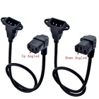 IEC320 C14 для C13 удлинитель, C14 с резьбовыми отверстиями и C13 вверхвниз под углом короткий, 60 см в длину, H05VV-F 3G 0,75 мм