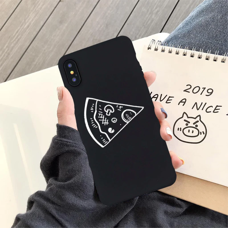 Забавный чехол для телефона Pizza Best Friends iPhone X XS MAX XR 11 Pro 7 8 6 6s Plus черная пара мягкая