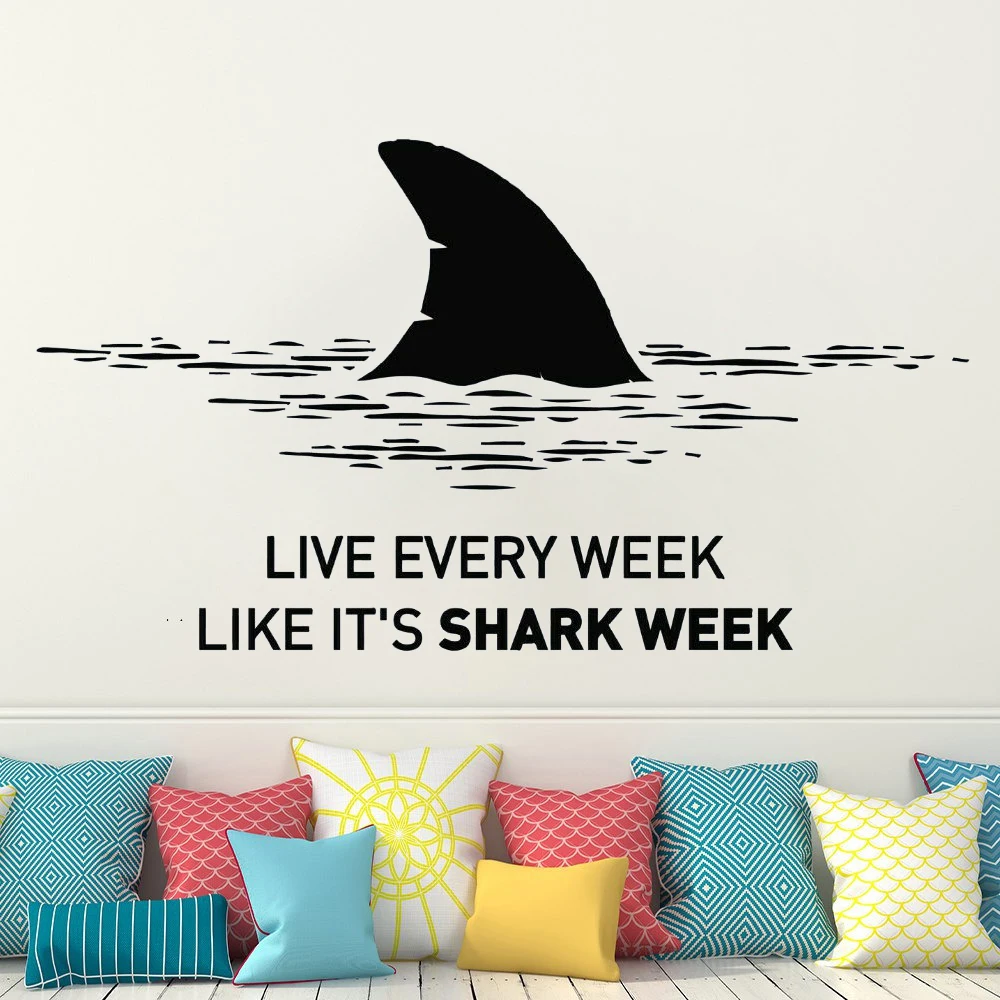 

Vinyl Wall Decals Animal Predator Live Every Week Like It's Shark Week Quotes Words Stickers Bedroom Decoration Murals DW21373