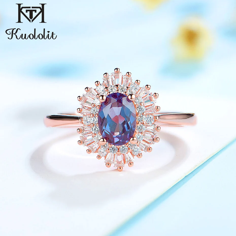 Куололит 585 Кольцо с лабораторным александритом для женщин, подлинное серебро 925, свадебные обещания, подарки, новинки 2020 года.