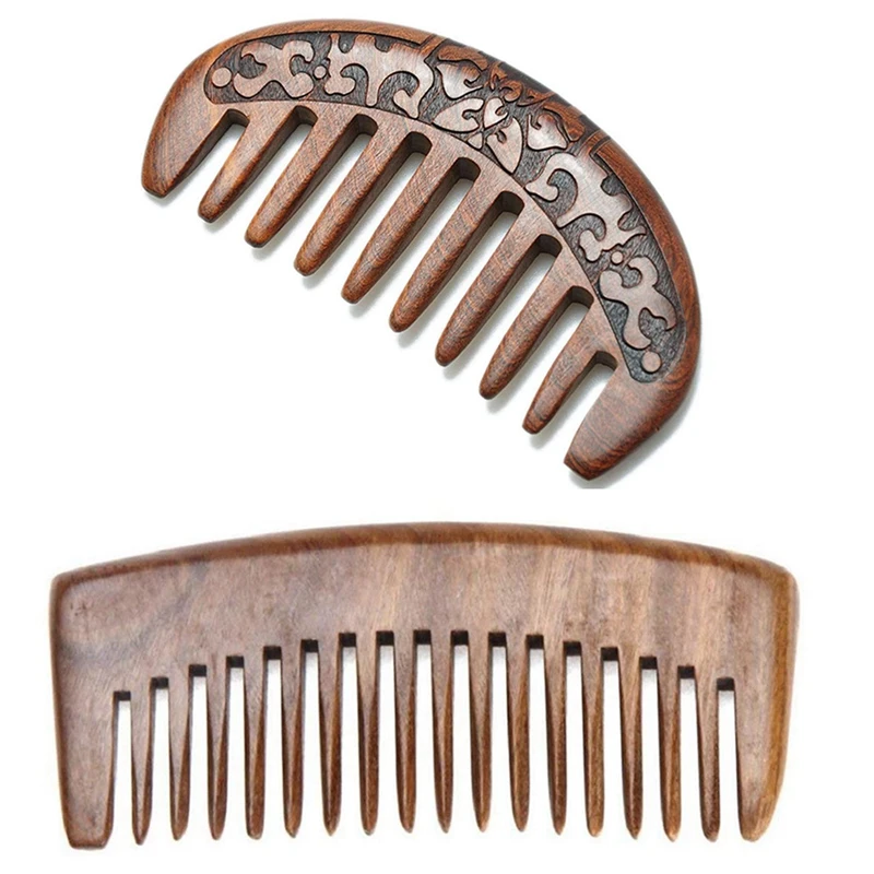 

AD-Natural Green Sandalwood Comb Wooden Massage Present Comb & Wood Comb Wooden Hair Comb (Flower-Wide Tooth)