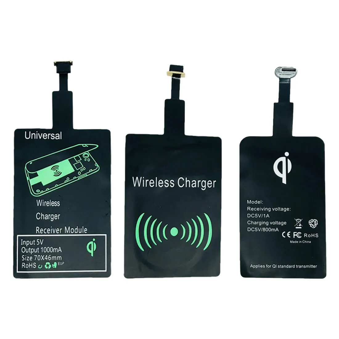Модный Универсальный Черный QI беспроводной зарядный приемник для Android Micro USB Type c