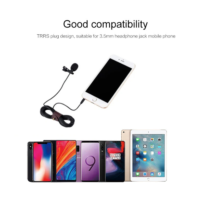 

Clip-on Lavalier Mic Portable Condenser Microphone, 1.45m, Corded Microphone, For Phone And Laptop