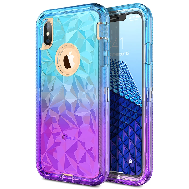 Цветной Твердый чехол с градиентом для iPhone X XS Max 8 7 6 Plus телефона защитный Fundas Coque