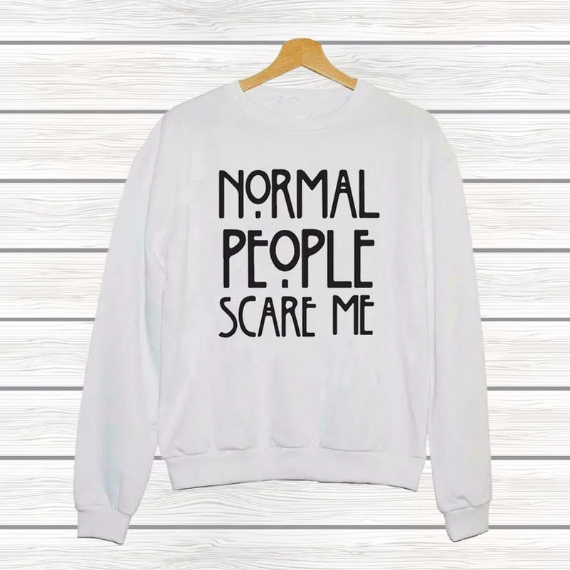 Letter Normal People Scare Me Hoodies Sweatshirts 2019 Women Casual Kawaii Harajuku New Sweat Punk Clothing European Tops Korean