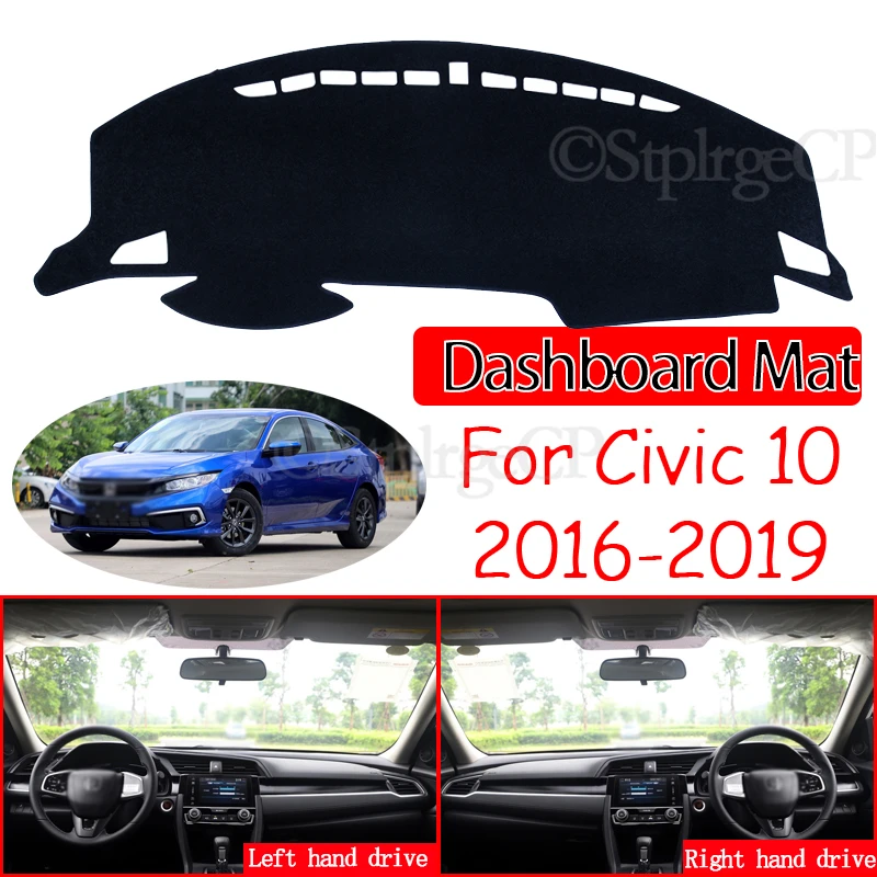 Противоскользящий коврик для приборной панели Honda Civic 10 2016 ~ 2019 накладка