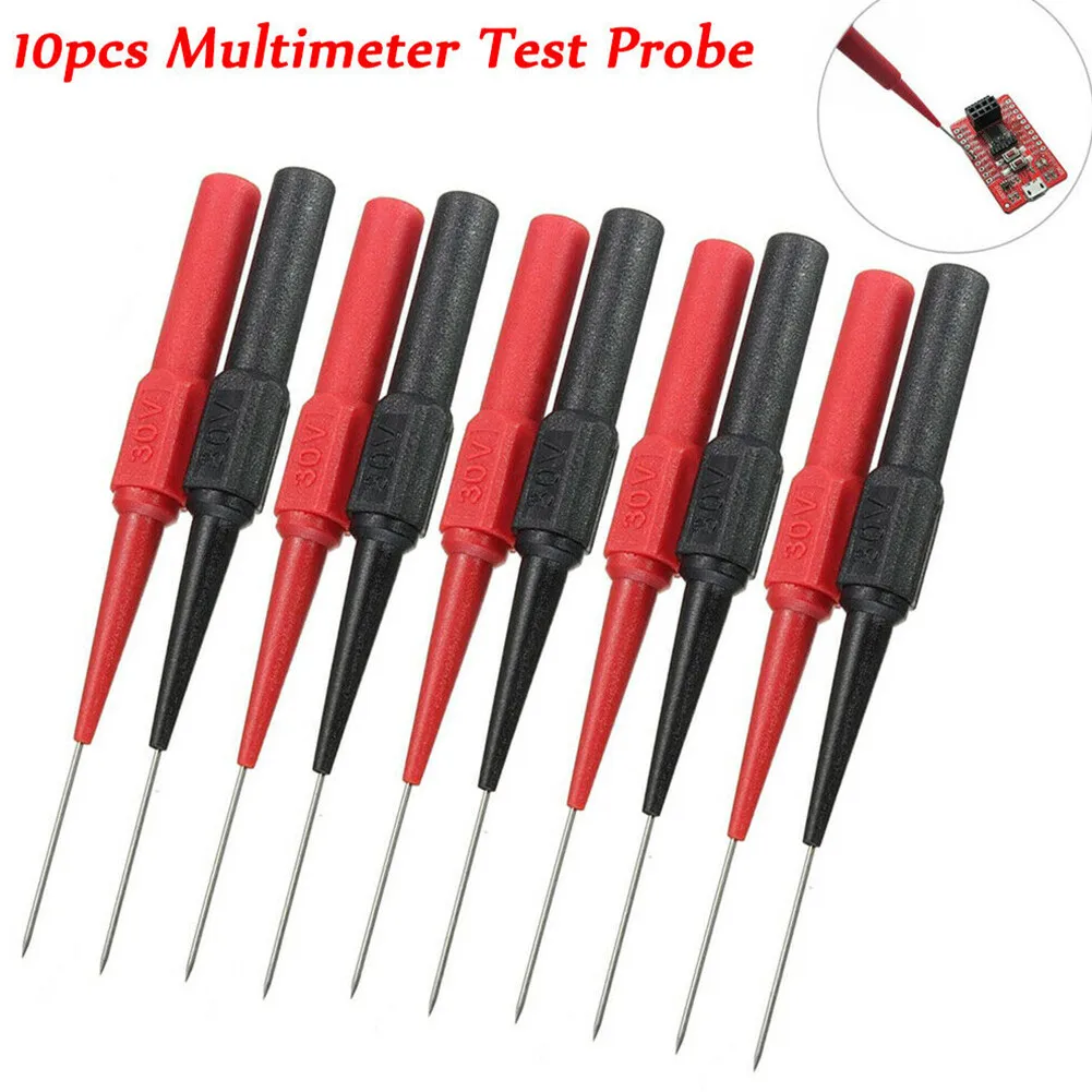 

10pcs Multimeter Testing Lead Extension Back Probes Sharp Needle New Micro Pin 30V-60V For Banana Plug