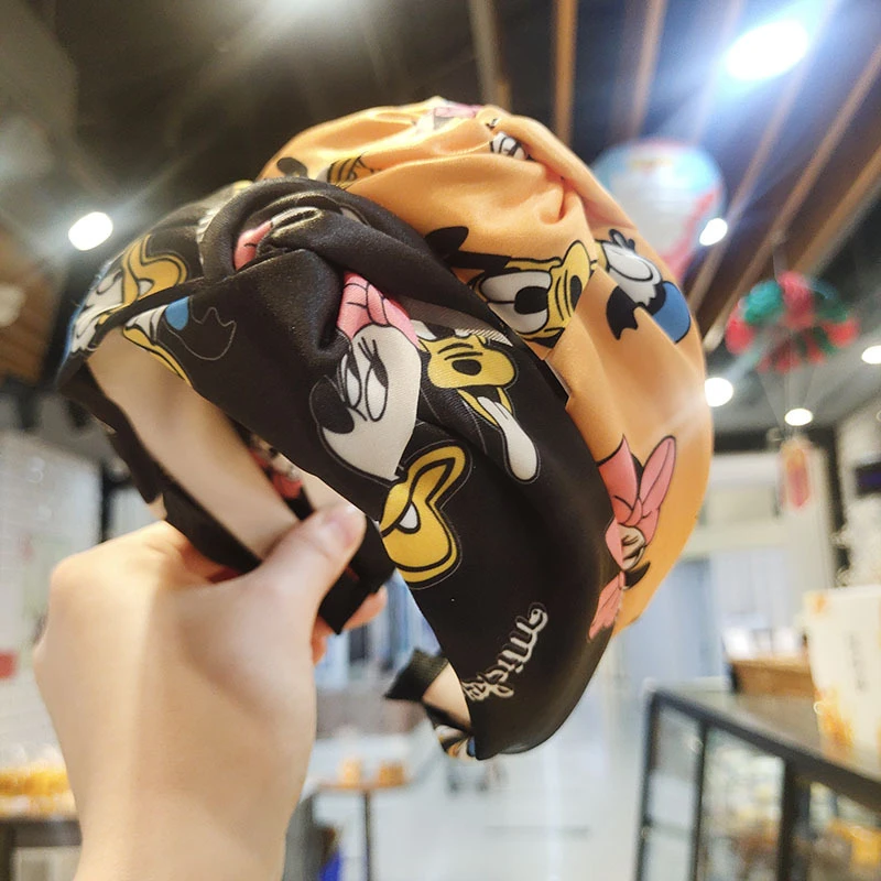 Новинка широкая повязка на голову с Микки Маусом шелковая Женская для волос