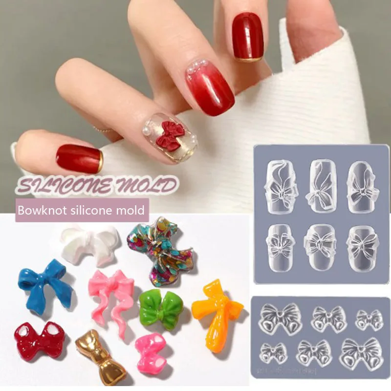

Carving Silicone Mold Nail Stamping Bowknot Tie Pattern DIY UV Gel Acrylic Crystal Nails 3D Template